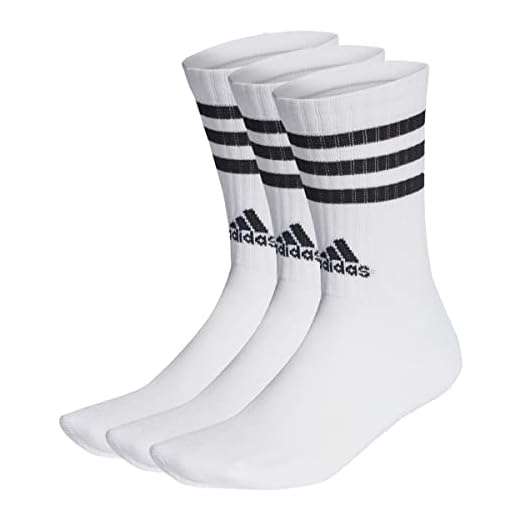 adidas 3-stripes Cushioned Crew Socks 3 Pairs Calcetines, White/Black, XL Unisex adulto