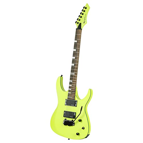 Leo Jaymz Full Size Electric Guitar Storm Series - Mahogany Body,Maple Neck And Rosewood Fingleboard - Customized Active Pickups，Wilkinson 2-Point Bridge(Fluorescent Green) #TOP4