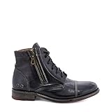 Bed|Stu Bonnie Women’s Distressed Leather Lace Up Boot - Short Combat Ankle Bootie, Size 10, Black Rustic