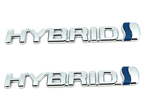 Juego de 2 emblemas híbridos de metal 3D para guardabarros, emblema 3D, insignia de repuesto para coche universal (plateado)