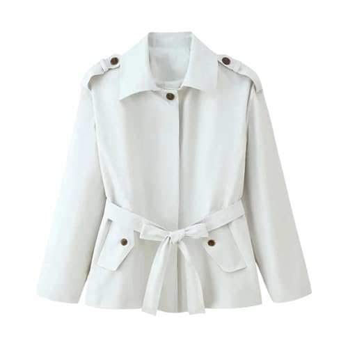 Trench court avec ceinture veste légère manches longues mi-saison
