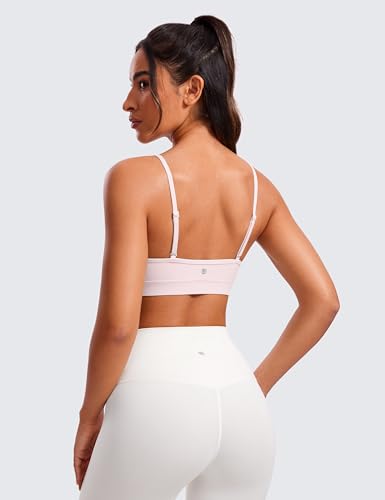 Image of CRZ YOGA Butterluxe V Neck Sports Bras | Light Support, Removable Pads, Yoga, Extremely Soft, Square Back, Adjustable Spaghetti Straps, for Women