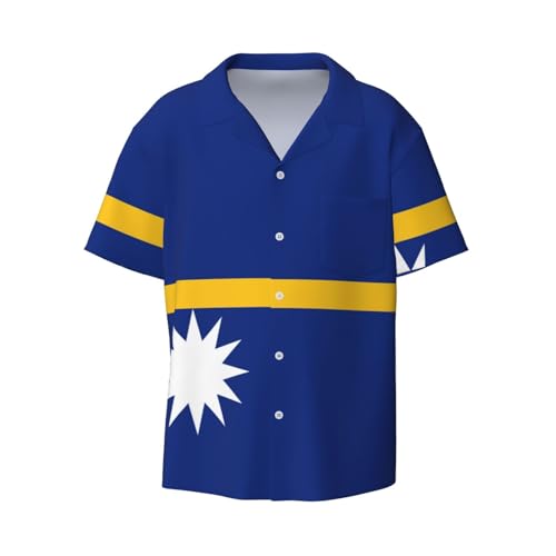Chemise drapeau de Nauru pour homme aux finitions soignées et coupe classique