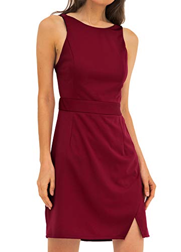 Luna et Margarita - Vestido de cóctel, Corto, sin Mangas, Espalda Desnuda con Cremallera Bordeaux Dos Nu 36