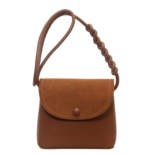Suede Purse Mini Square Suede Bag with Braided Strap for Women Vintage Faux Suede and Leather Flap Purse Alt Crossbody Bags