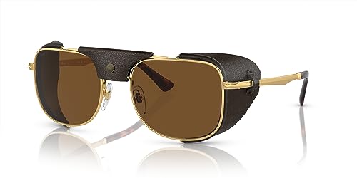 Persol Men's PO113SZ Polarized Rectangular Sunglasses, Gold, 53 mm2