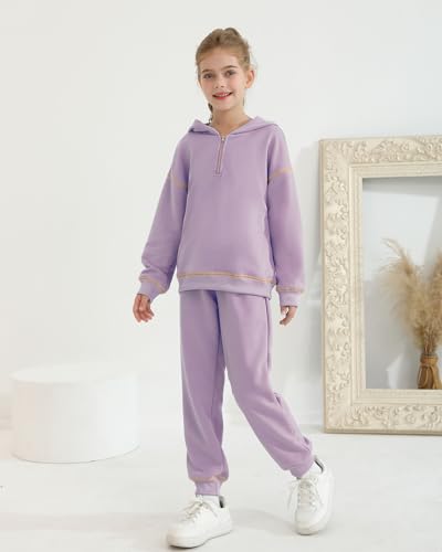 Girls Fall Winter Outfit Zipped Up Pocketed Hoodies Sweatpants Kid Jogger Set Activewear Tween Girl Trendy Clothes Size 11-122