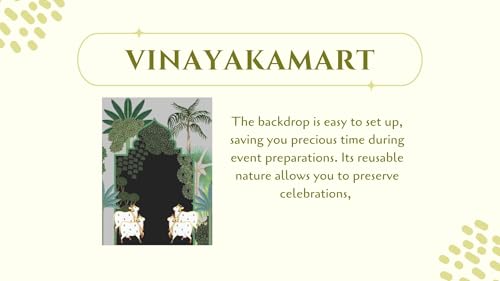 Image of pichwai Backdrop Cloth for Decoration | pichwai Cow Art Backdrop | varlaxmi puja Decorations Cloth | Traditional Backdrop Decoration 4 Cows and Palm Trees (8 6 feet) Black Colour