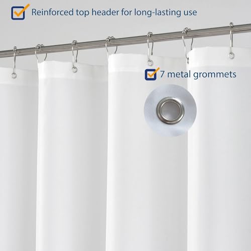 Image of N&Y HOME Fabric Shower Curtain or Liner 36 x 72 Inches Bath Stall Size with 2 Bottom Magnets, Hotel Quality, Washable, Water Repellent, White Spa Bathroom Curtains with Grommets, 36x72 (Pack of 2)