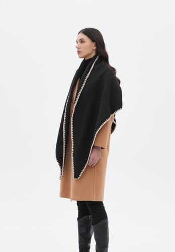 Women's Elegant Shawl Wrap Soft Knitted Poncho Cape Scarf Warm Cozy Winter Fall Triangle Pashmina3