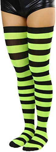 Image of ToBeInStyle Women's Vibrant Horizontal Wide Striped Thigh High Stockings