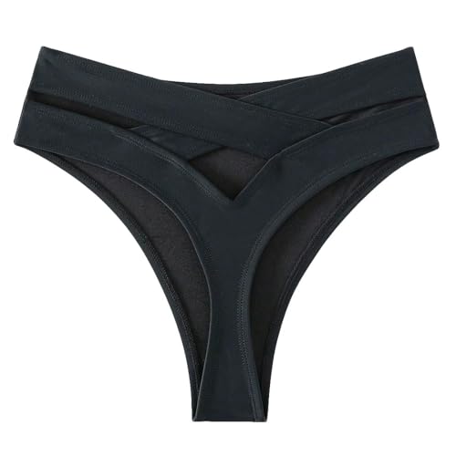 HYTENSUN Women's Cheeky V Cut Back High Waisted Bikini Bottom Cross Criss Swimsuit Bottoms4