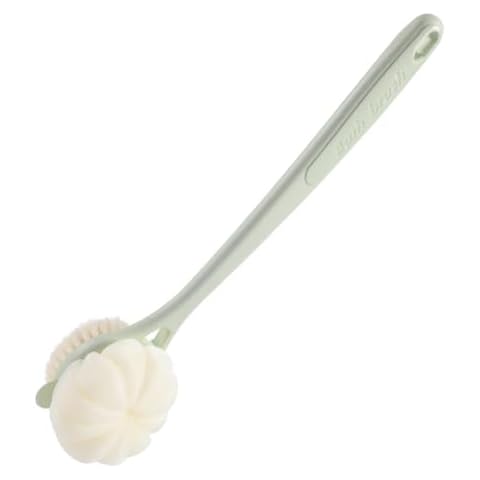 Maji Mama 15.7inch Upgrand Shower Body Brush,Soft Bristles and Loofah/Mesh Sponge Ball Long Handle Bath Brush Back Scrubber for Gentle Skin Exfoliating and Cleaning (Green) Cover