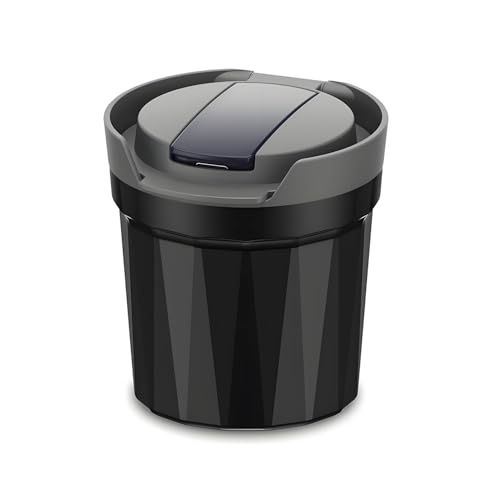 Image of Car Ashtray Detachable Ceramics with Lid Blue Led Light with Removable Lighter USB Charging for Most Car Cup Holder (Grey)