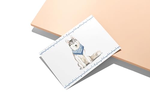 Image of Twigs Paper Siberian Husky Thank You Cards, 12 Blank Dog Stationery Cards