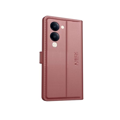 Image of AIBEX Compatible for Vivo T4 Lite 5G / iQOO Z10 Lite 5G / Vivo Y19 5G / Vivo Y19e Flip Cover Leather Finish | Inside TPU with Card Pockets | Wallet Stand | Complete Protection Flip Case -Brown