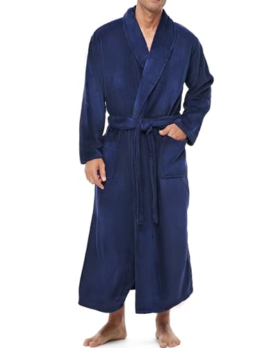 Alexander Del Rossa Long Mens Robe Full Length Big and Tall Bathrobe for Men, Navy Blue XL Tall (A0124NBLXLT)