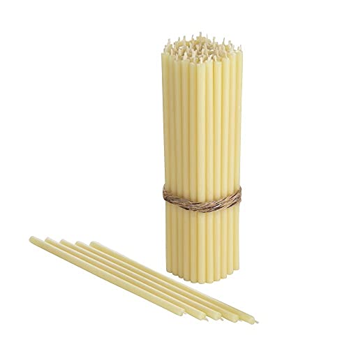 Danilovo Pure Beeswax Candles - No-Drip, Smoke-Less, Tall, Thin Taper Candles &acirc;&euro;&ldquo; Decorative Candles for Church Prayer, Decor or Birthday Candles &acirc;&euro;&ldquo; Honey Scented Candles &acirc;&euro;&ldquo; 6.4&acirc;&euro;x0.22&acirc;&euro; (White, 50pcs)