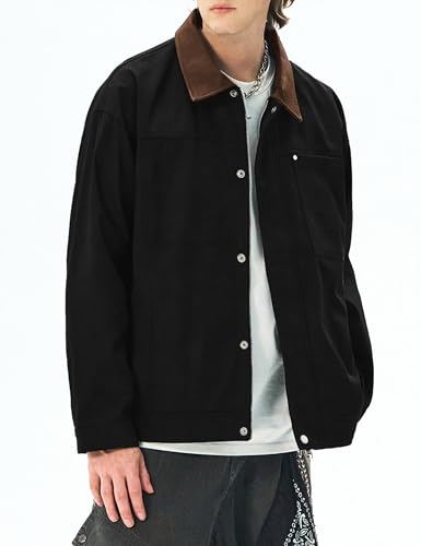 Men's Lightweight Jackets Full Zip Casual Barn Jacket Cotton Workwear Coat Fall Outwear with Pockets2