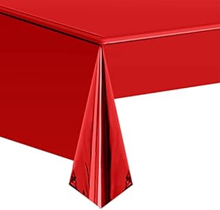 Silver Foil Table Cloth Shiny Birthday Tablecloth,137x274cm Disposable Tablecloths for Square Tables,Metallic Plastic Table Cover Table Cloth Party for Baby Shower,Christmas,Halloween Table Decoration