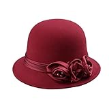 FACAILUO Fedoras Hat for Adult Women Fashion Flower Bowler Wool Cloche Cosplay Costume 20S Flapper Dome Women Fashion Fedoras