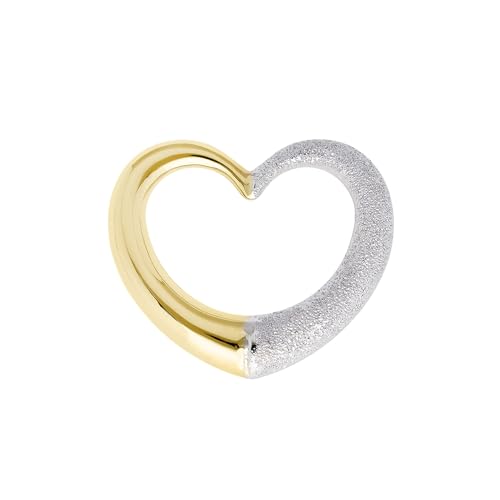 forme di Lucchetta - Verschiebbarer Herz Anhänger für Kette Gold Damen - 9 Karat 375 Gelbgold mit Sternenstaubeffekt, Geschenk Hochzeitstag - Liebe - Love