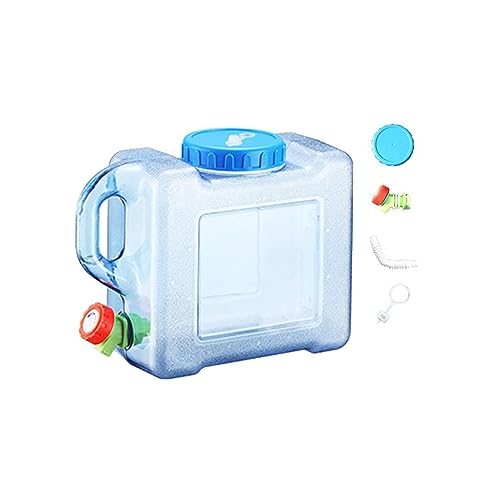 Portable Water Container with Faucet Water Bucket Water Jug Versatile Lightweight Water Barrel 10cm Opening Mouth for Car Driving, 5 Liters