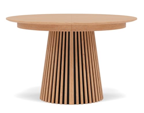 Lisa Design - Freya - Table à Manger Ronde Extensible - Effet Bois - 4 à 8 Personnes, Bois