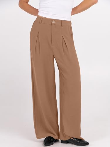 ANRABESS Women Wide Leg Dress Pants 2026 Summer High Waisted Business Casual Work Trousers Dressy Office Palazzo Pants Slacks tan X-Large — view 2