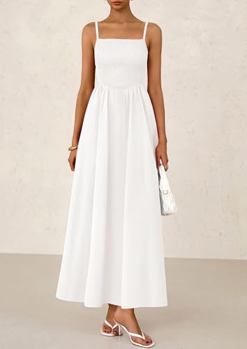 PRETTYGARDEN Women's Smocked Maxi Dresses 2025 Summer Beach Sundress Casual Spaghetti Strap Swing A Line Long Flowy Dress3