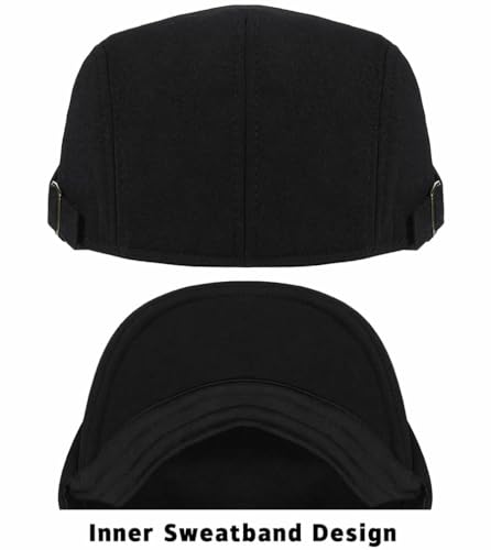 Image of Quanhaigou Men's Cotton Flat Ivy Gatsby Newsboy Driving Hat Adjustable Irish Cabbie Ivy Driving Hunting Cap