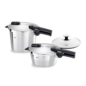 Fissler Vitaquick Premium 3 Piece set, 3.7 Quart and 6.3 Quart Pressure Cooker with Glass Lid