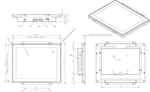 Image of 10.4 Inch Open Frame Touchscreen, 1024x768,4:3,Waterproof,VESA+Panel Mount, for Kiosk, Automation, POS,Vending, and Digital Signage 7x24h Work