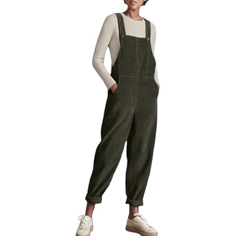 Womens Corduroy Loose Fit Dungarees Cover