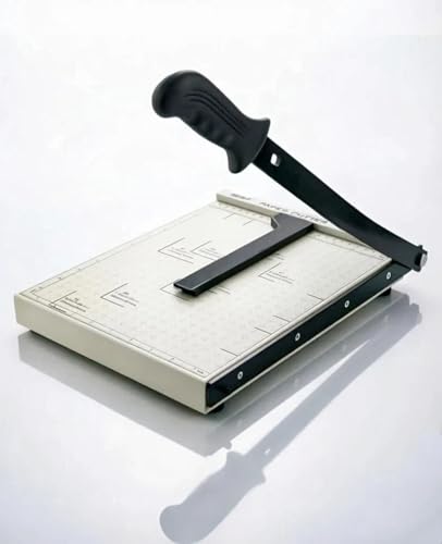 A4 Papierschneider Profi - 47cm Hebelschneider Metall max. 12 Blatt Präzisions-Schneidegerät Guillotine Büro Schule Weiß