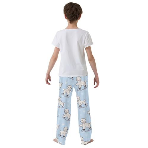 Poodle Ice Skating Boys Long Pants Soft Trousers Elastic Waist Kids Lounge Bottoms with Pockets S-XL3
