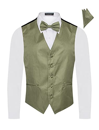 Men's Premium Vertical Lines Tone on Tone Stripes Vest - Necktie – Bow Tie2