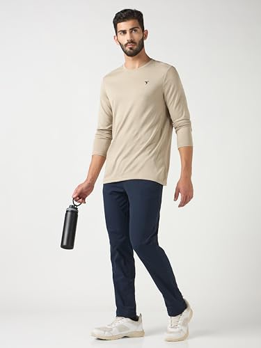Image of TECHNOSPORT Men's Slim Fit Full Sleeve Round Neck T-Shirt, Double Cool Quick Dry Moisture Wicking Stretchable Sports Gym and Casual Wear