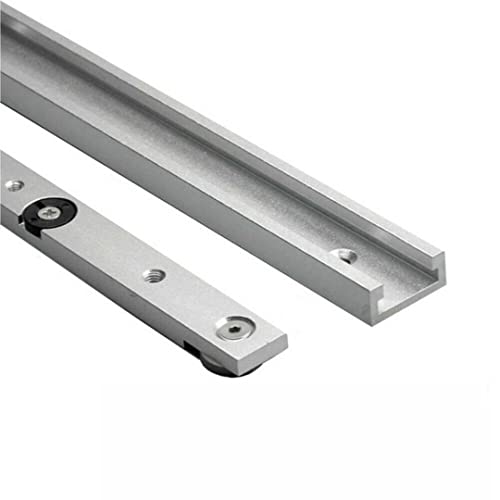 ZYNCUE Barra de inglete de aleación de aluminio T-Track/T-Slot para carpintería, herramientas de sujeción de borde de 300-500 mm, guía de herramientas para carpintería general, plata, 1/2/4 unidades Cover