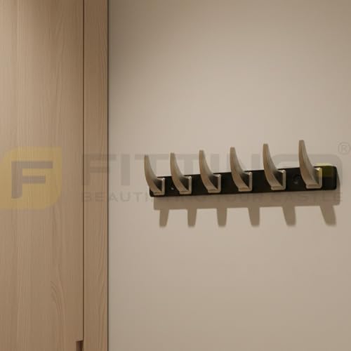 Image of 6 Hook Stylish Clothes Hanger for Wall /Clothes Hanging Hooks for Door /Wall Mounted Hanger for Clothes (Satin with Black) Pack of 2-| 3 Years Warranty |