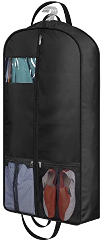 MISSLO 43' Heavy Duty Garment Bags for Travel 6' Gusseted Suit Bags for Closet Storage 4 Handles Hanging Clothes Bag with Pocket Mens Suit Cover for Shirts, Coats, Dresses