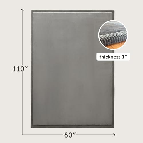 Image of Hakuna Matte CloudSoft Baby Play Mat for Floor 80 inch x 110 inch Dark Gray | Coral Velvet high-density foam Rug for Crawling & Cozy Play - Non-Slip, Water-Resistant, Easy-Care Tummy Time Mat