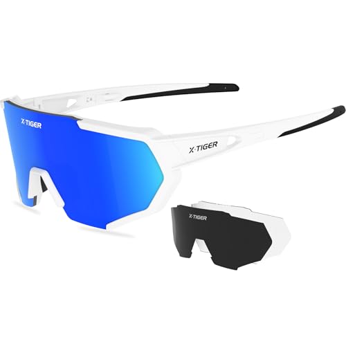 Image of X-TIGER Polarized Sports Sunglasses with 5 Interchangeable Lenses,Mens Womens Cycling Bike Glasses,Baseball Running Fishing