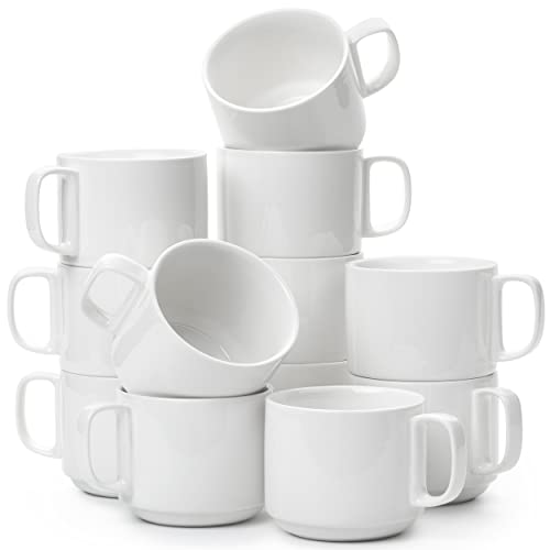 Comparison: Best Ceramic Stackable Mugs 6 BTaT- Porcelain Stackable Coffee Mugs, 12 Pack, 12 oz, White, Ceramic Coffee Cups, Dishwasher and Microwave Safe, Christmas Gifts