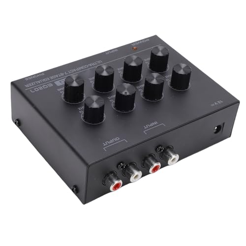 Ecualizador de sonido de 7 bandas con entrada de jack de auriculares de 3,5 mm y circuito TL074 para ajuste de agudos y graves en sistemas de audio para auto y hogar (enchufe estadounidense)