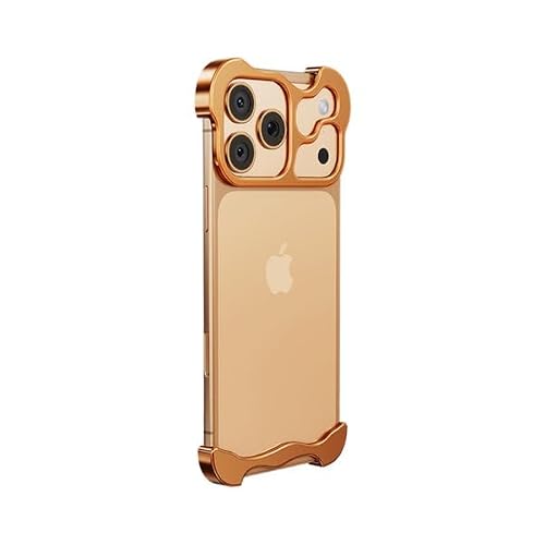 HANIF1 iPhone 17 Pro Case, Premium Aluminum Bumper Frame with Metal Corner Protection, Camera Guard (Coffee Gold)