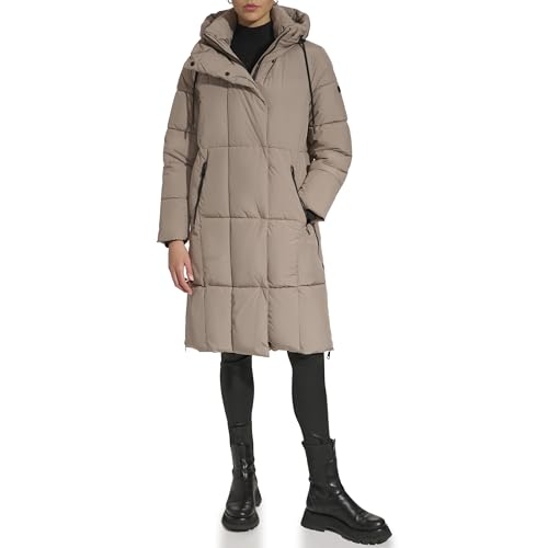 Image of DKNY Women's Hooded Long Down Alternative Puffer Jacket, Black, Large