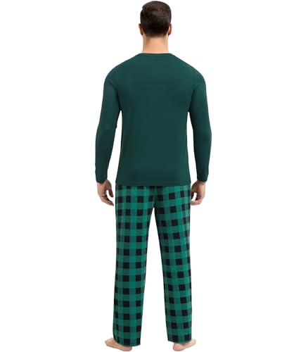 Image of NACHILA Pajamas for Men-Viscose Made from Bamboo, Long Sleeve Pajamas Set Comfy Sleepwear Pants Soft V Neck Pjs with Pockets
