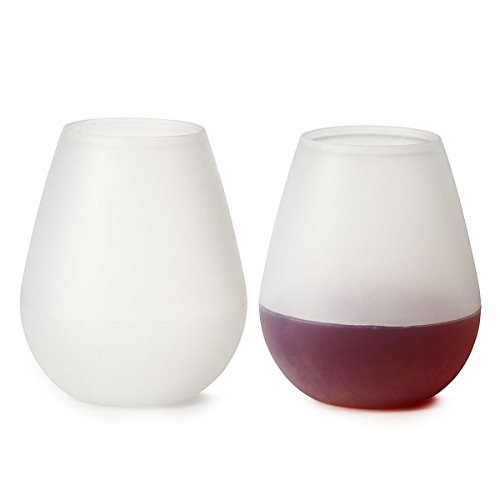Mobi Kitchen Silicone Wine Glasses - Thick & Unbreakable Camping & Picnic Beer & Soda Cups (Set of 2) - 12oz