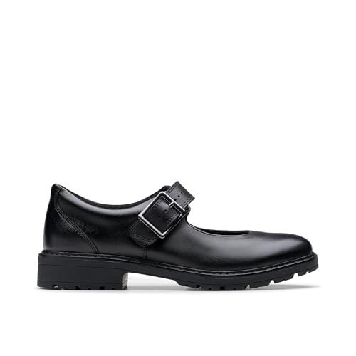 Clarks Rex Stride K Childrens Black Leather, 10